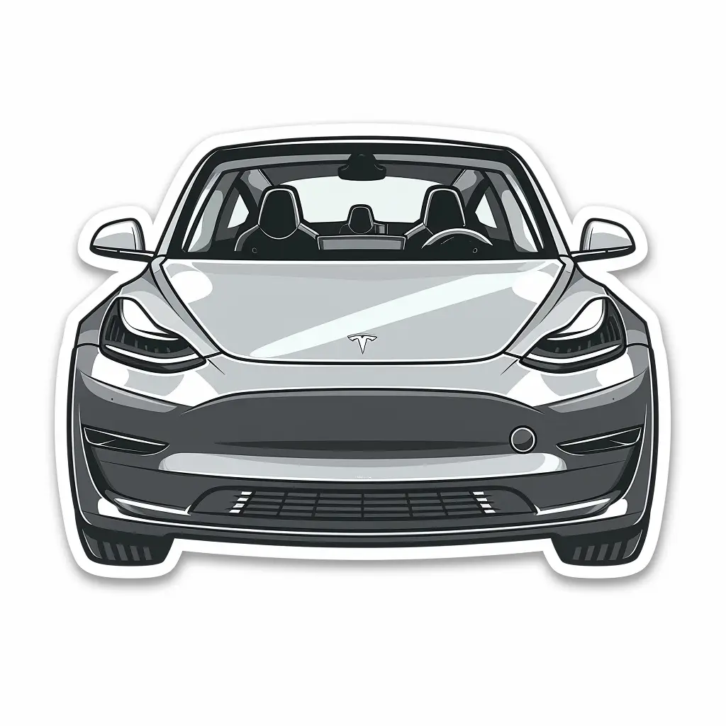 tesla model logo vector sticker line cartoon