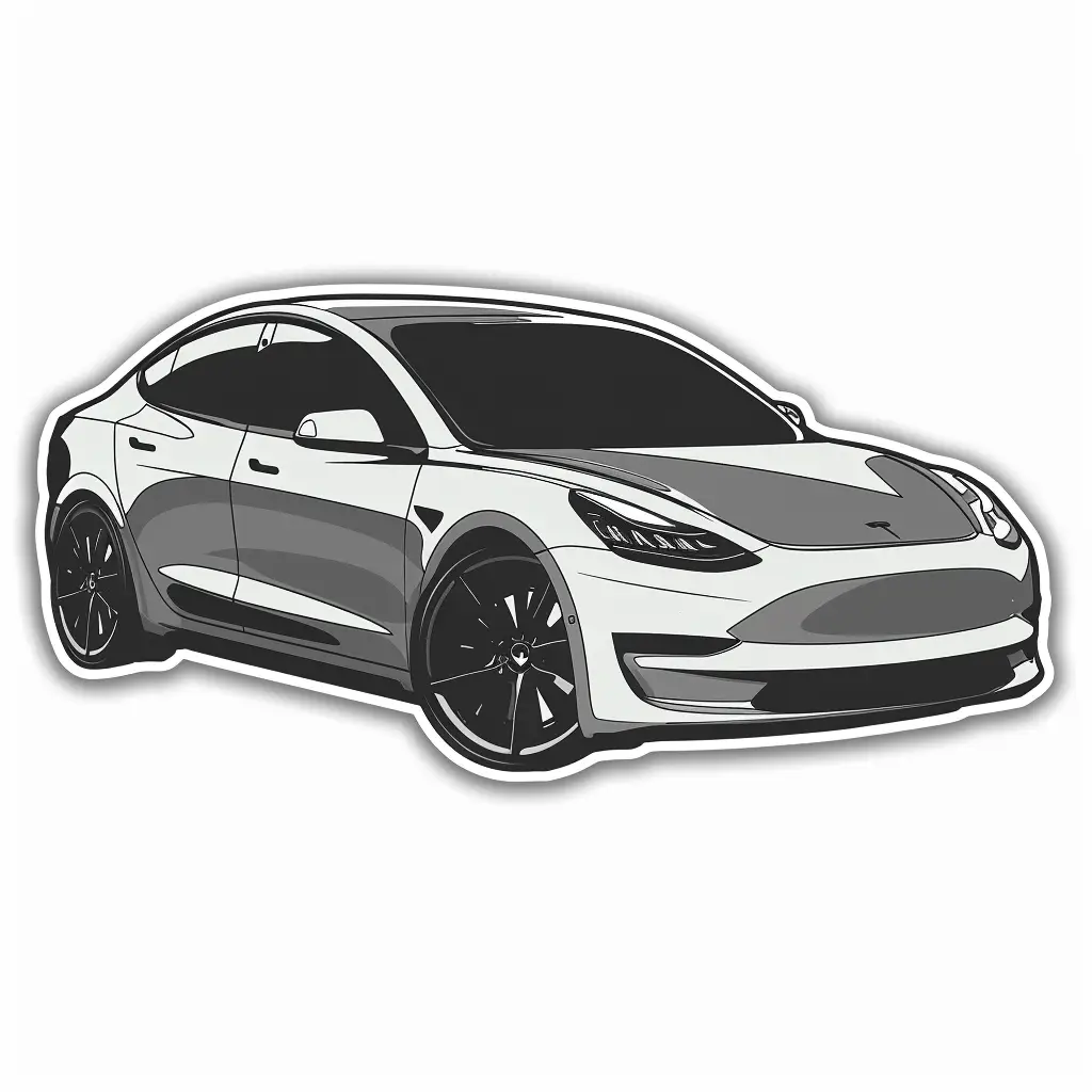 tesla model vector logo sticker line cartoon