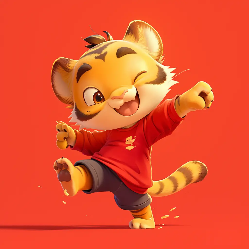 tiger cute happy 3D character cartoon design