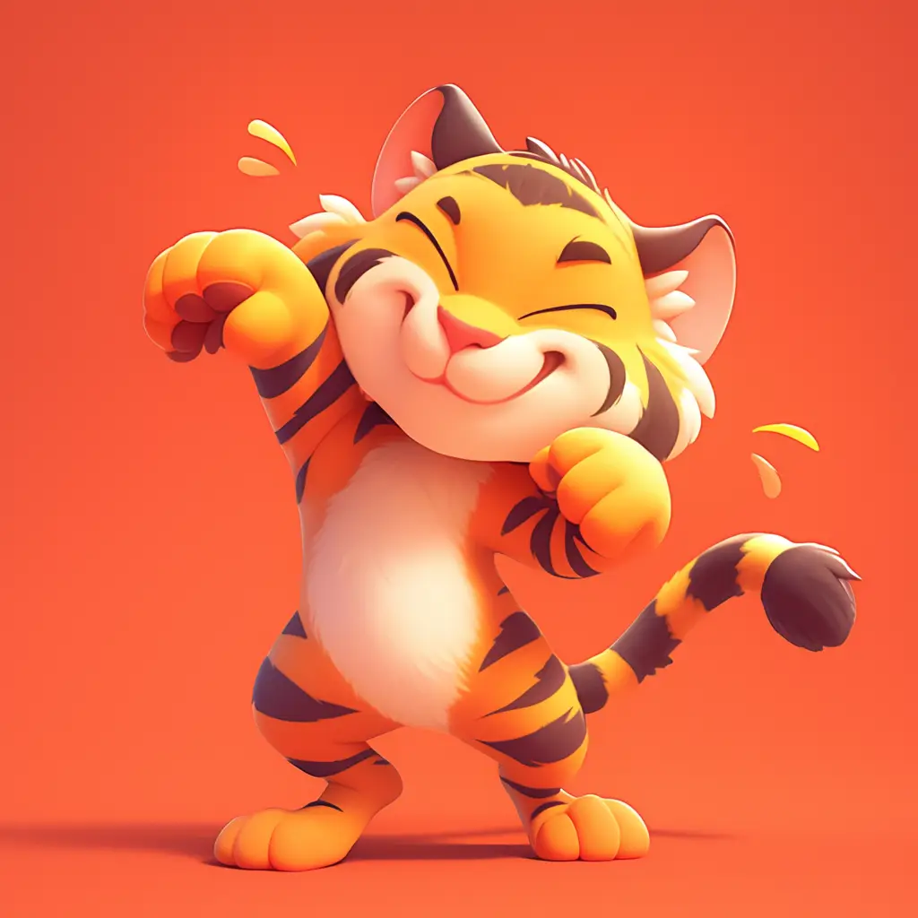 tiger cute happy 3D character design cartoon