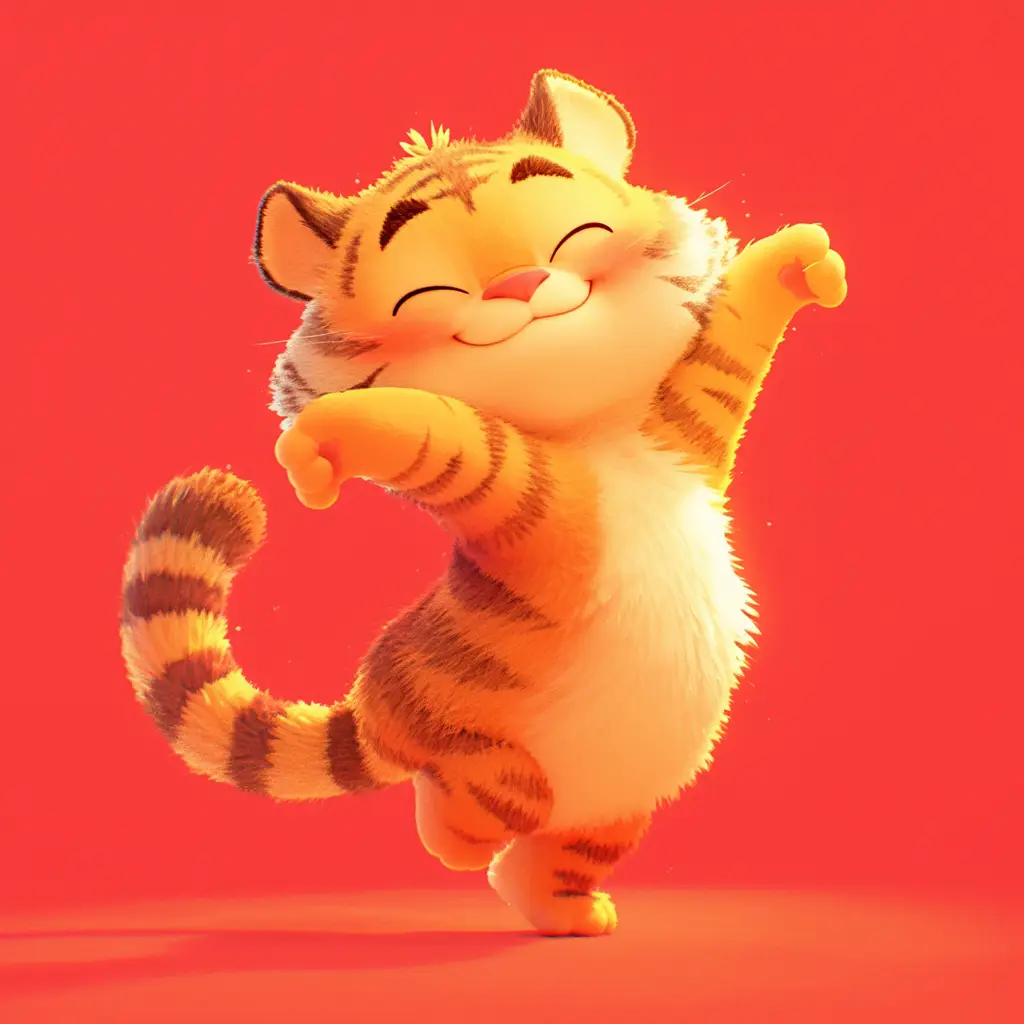 tiger cute happy character 3D cartoon design