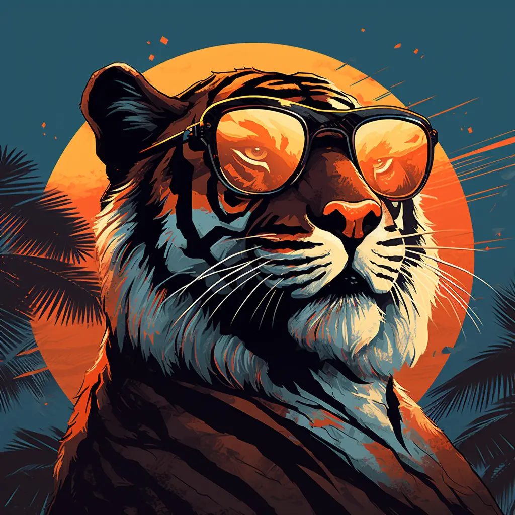 tiger glasses sunglass illustration cartoon