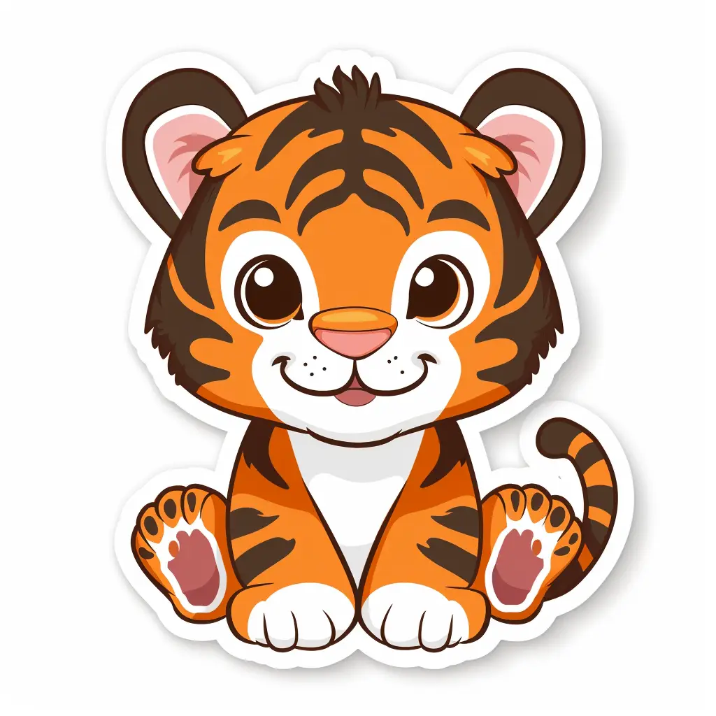 tiger logo vector sticker cute line cartoon
