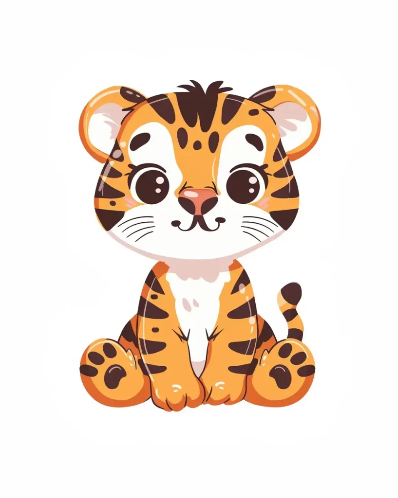 tiger logo vector sticker line cute cartoon illustration
