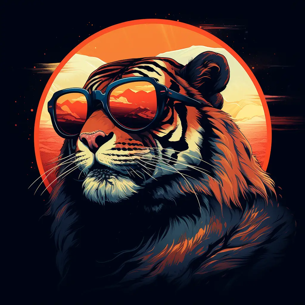tiger sunglass glasses cartoon illustration