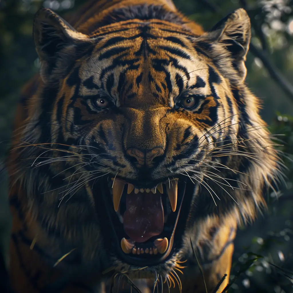 tiger teeth roar angry dangerous photography
