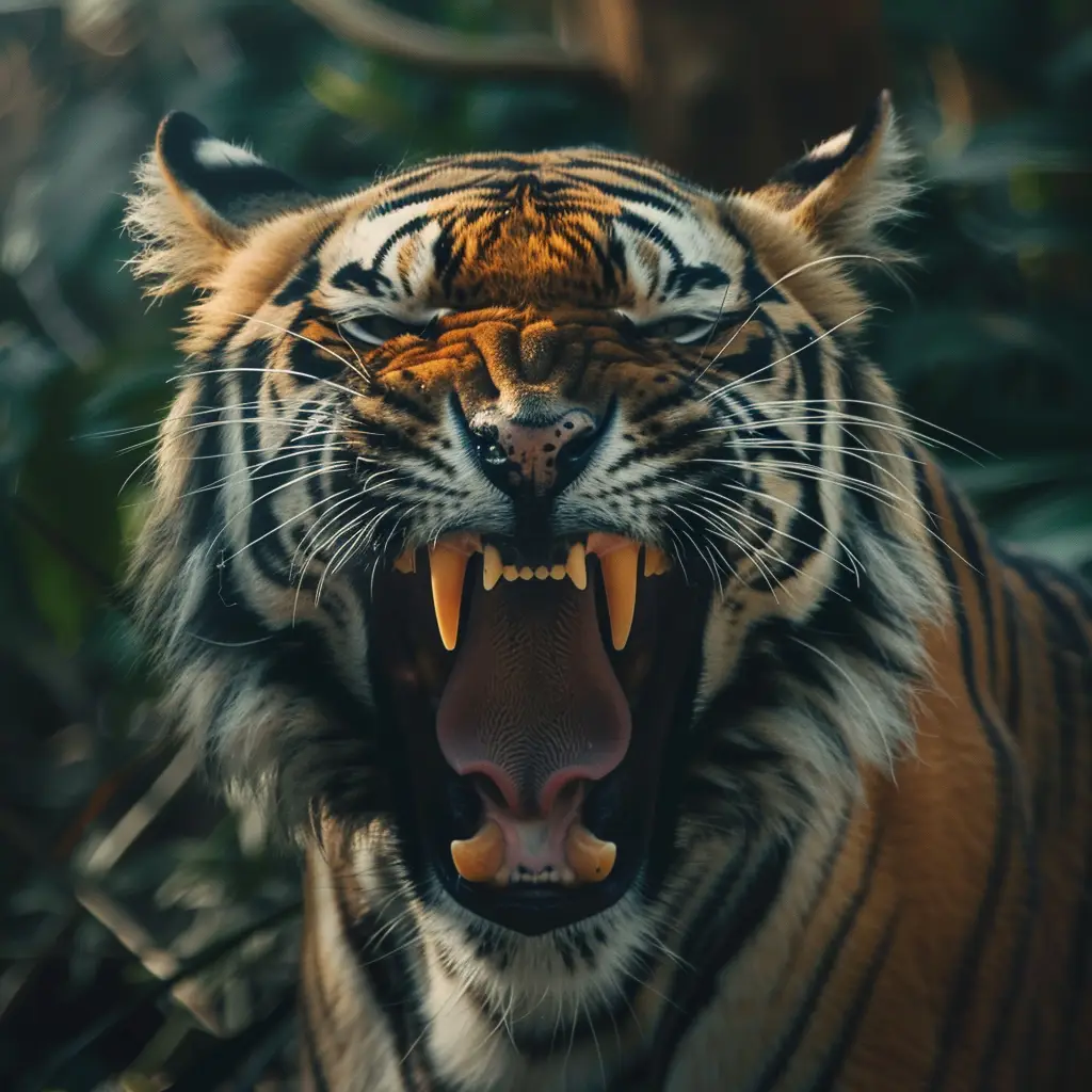 tiger teeth roar dangerous angry photography