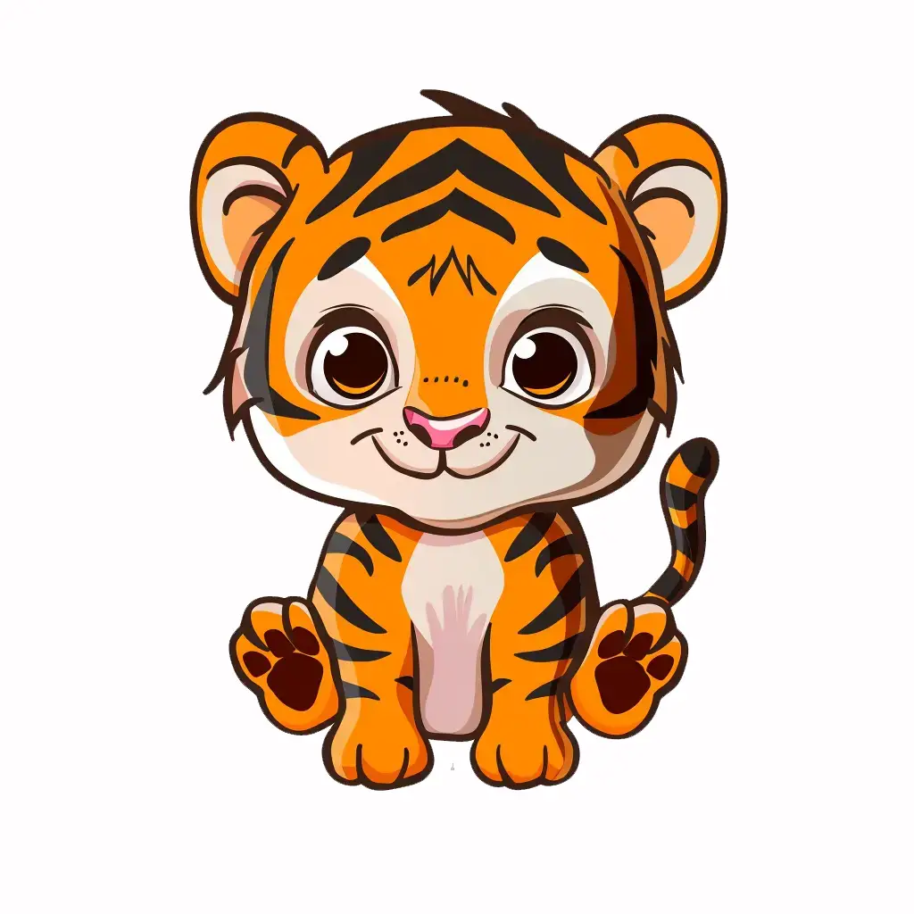 tiger vector logo sticker cute line cartoon