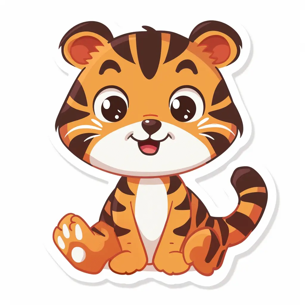 tiger vector logo sticker line cute cartoon