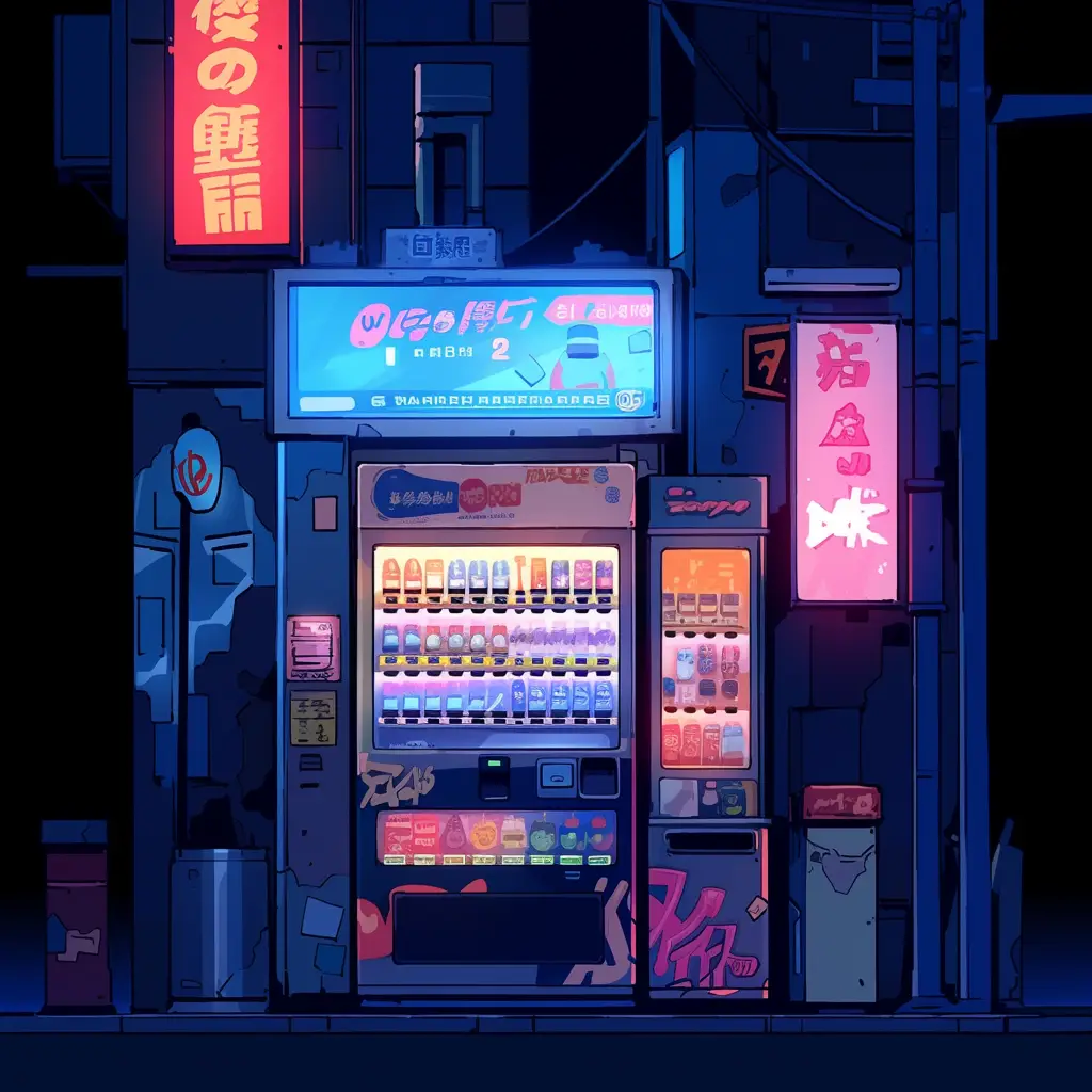 vending machine front facade cartoon illustration
