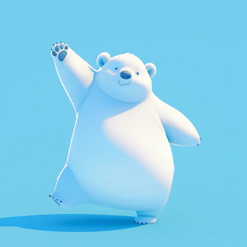 white polar bear bear cute happy 3D character cartoon design