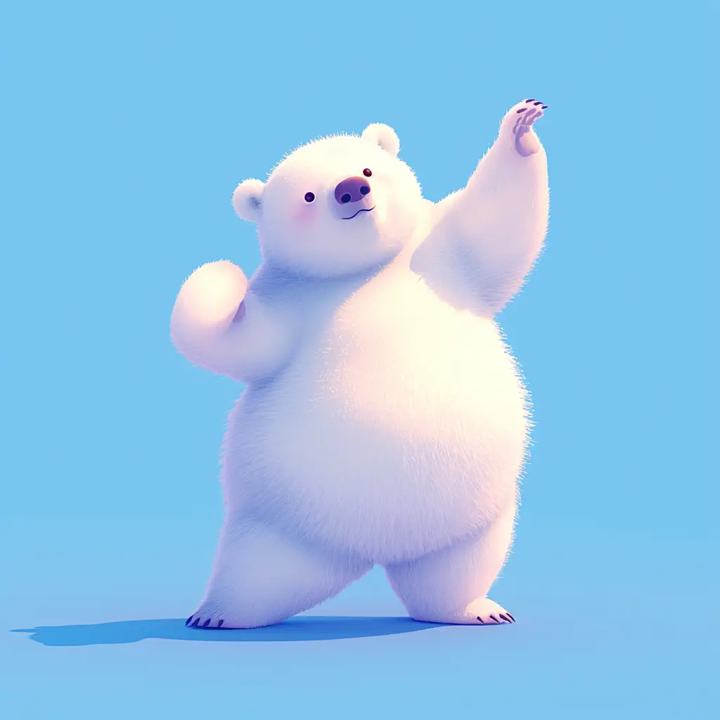 white polar bear bear cute happy 3D character design cartoon