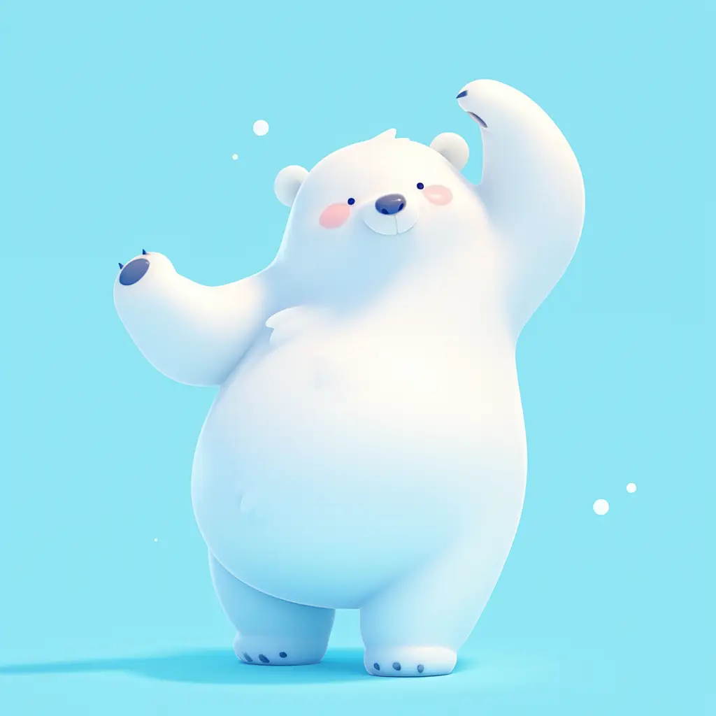 white polar bear bear cute happy character 3D cartoon design