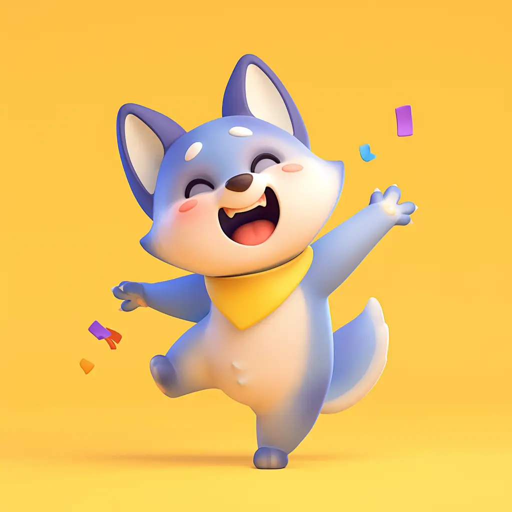 wolf cute happy 3D character cartoon design