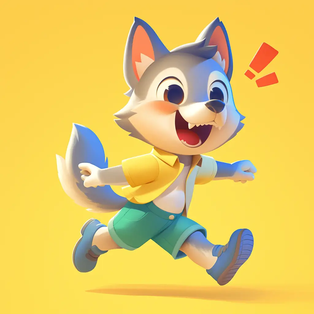 wolf cute happy character 3D design cartoon