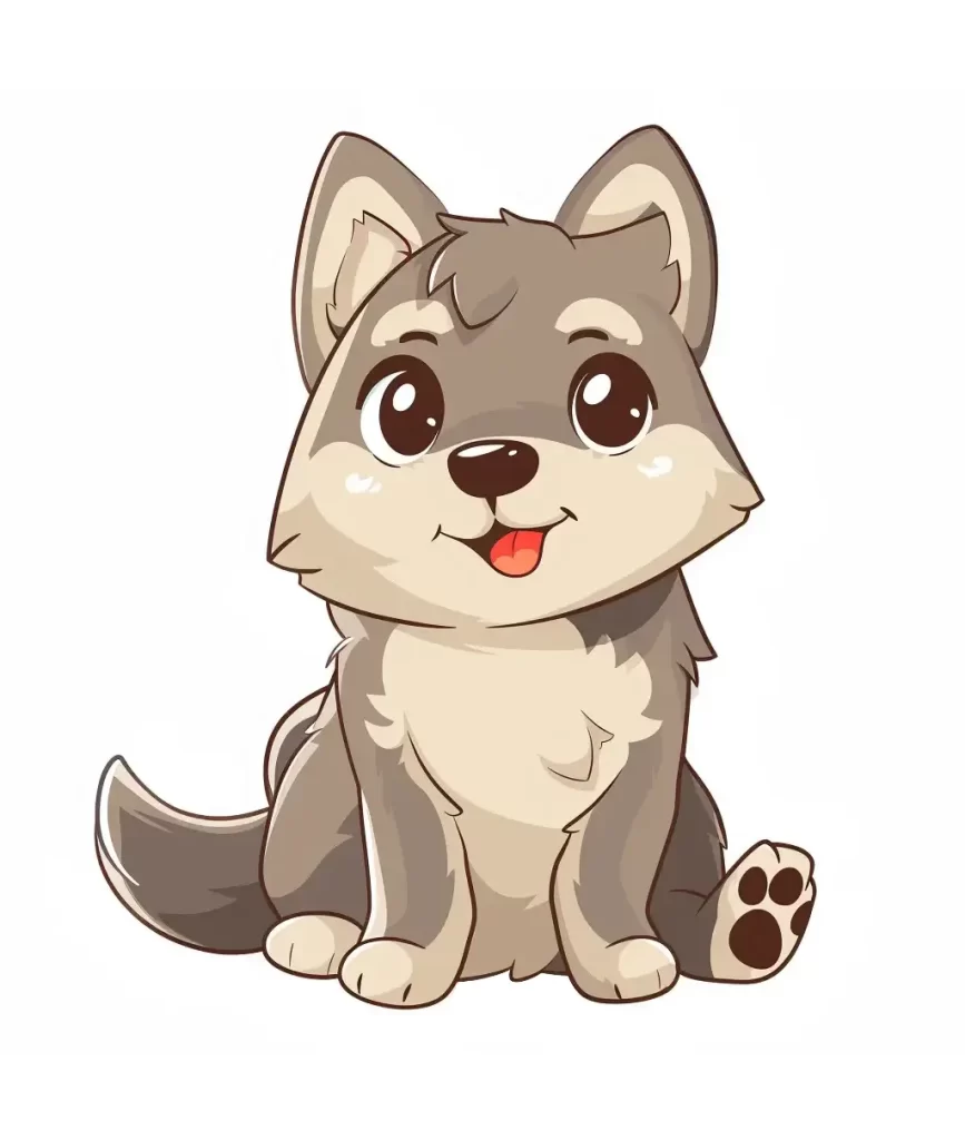 wolf logo vector sticker line cute cartoon