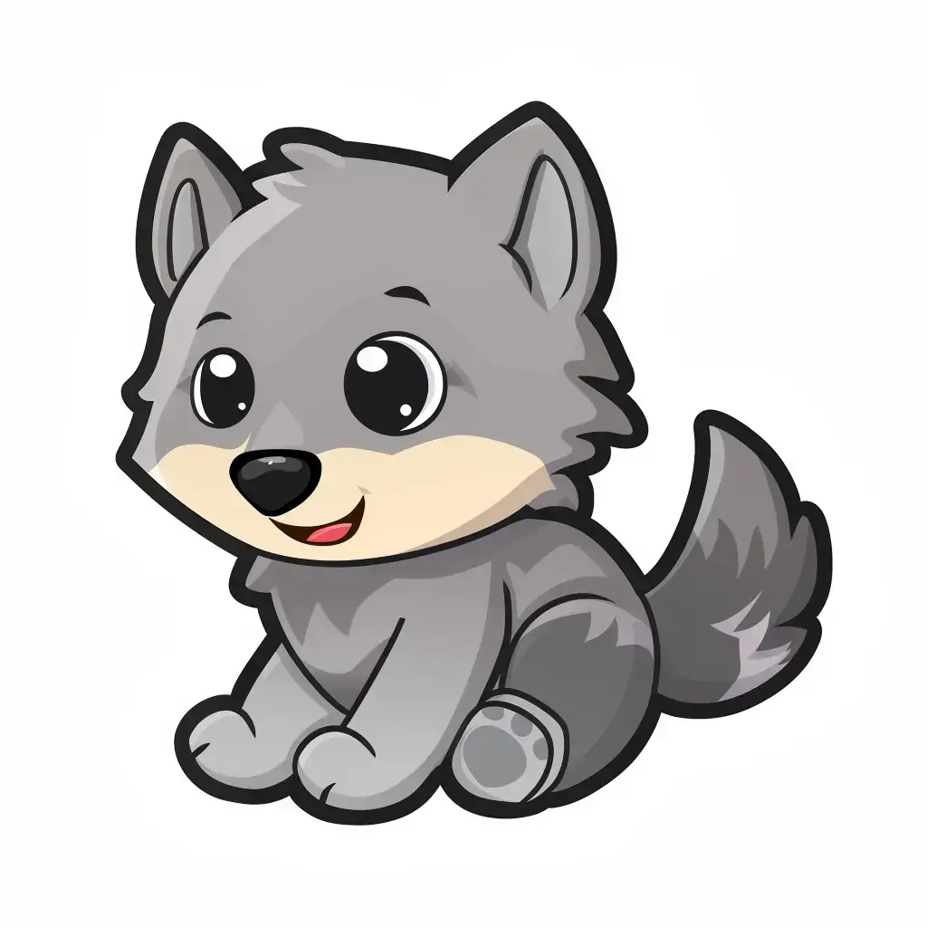 wolf vector logo sticker line cute cartoon