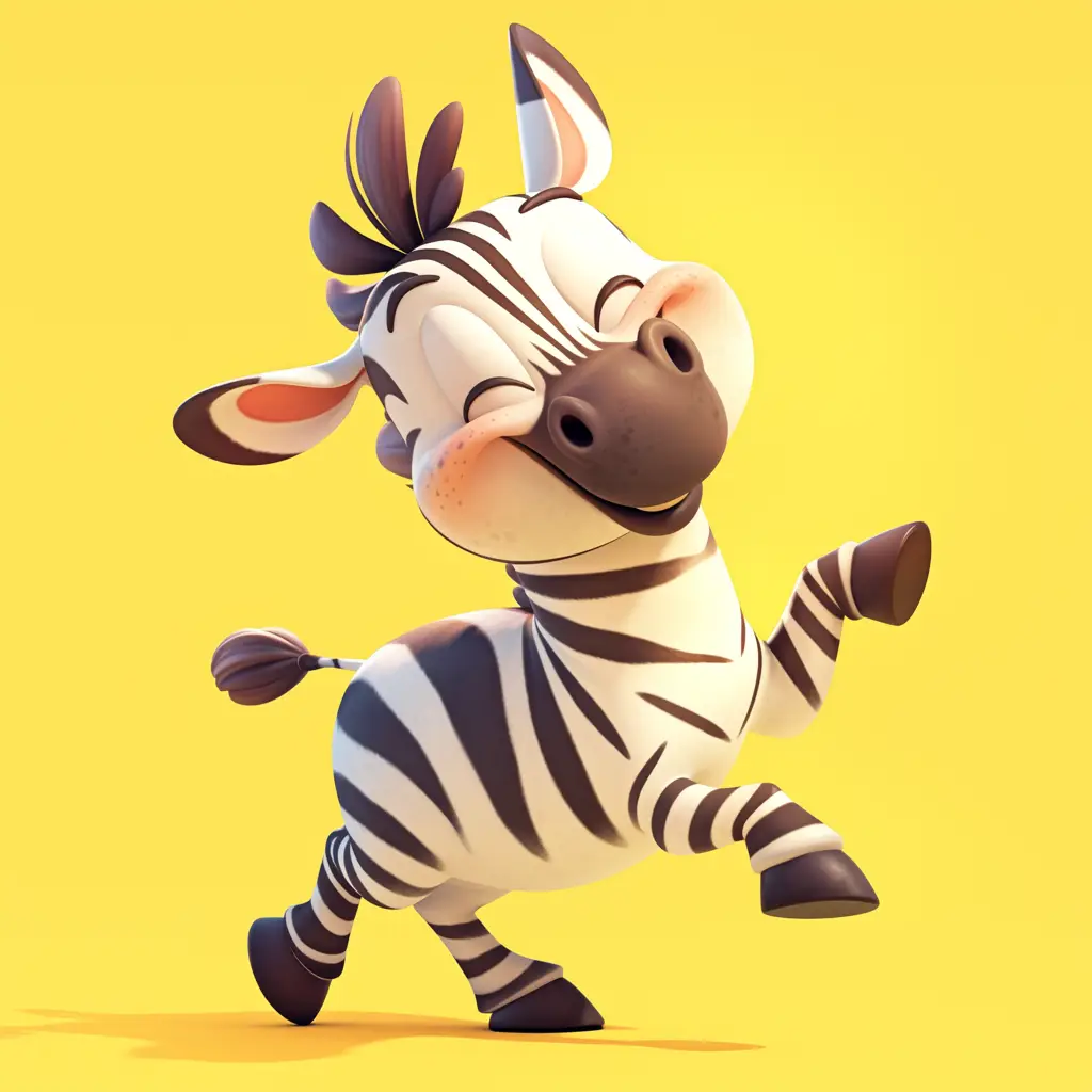 zebra cute happy 3D character cartoon design
