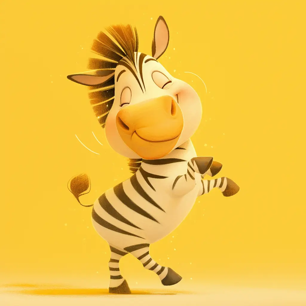 zebra cute happy 3D character design cartoon