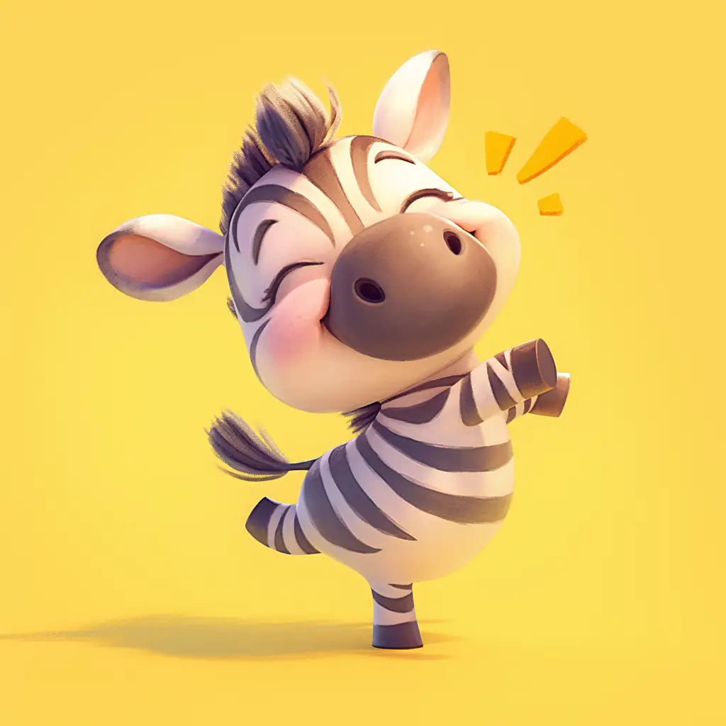 zebra cute happy character 3D cartoon design