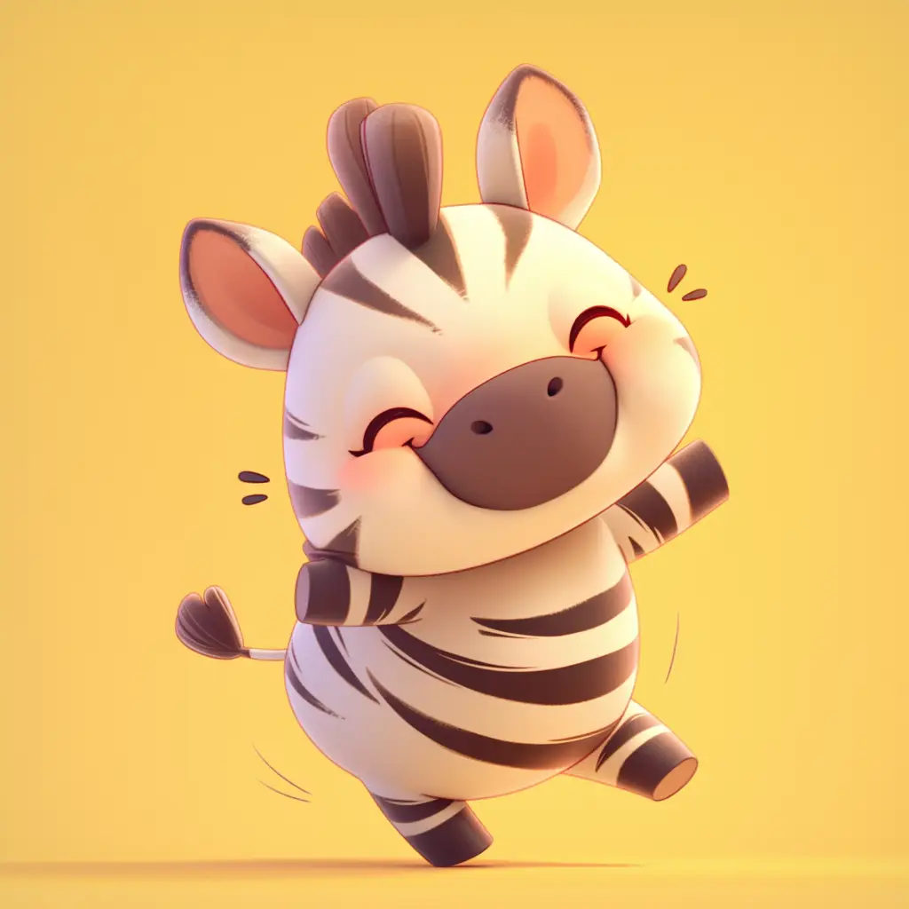 zebra cute happy character 3D design cartoon