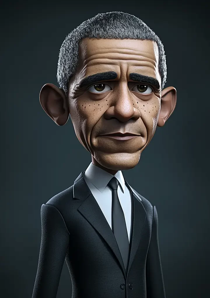 Barack Obama superstar model cartoon character 3D cute animation