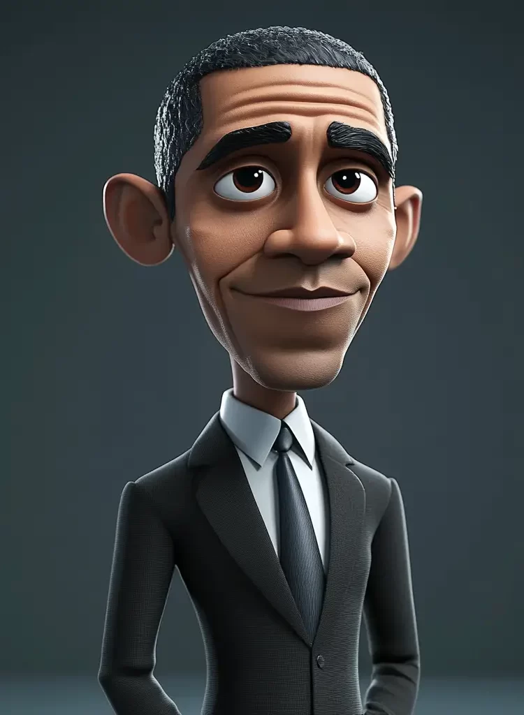 Barack Obama superstar model character 3D cute cartoon animation
