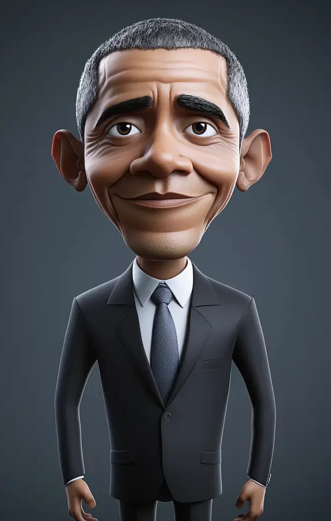 Barack Obama superstar model character cute 3D cartoon animation