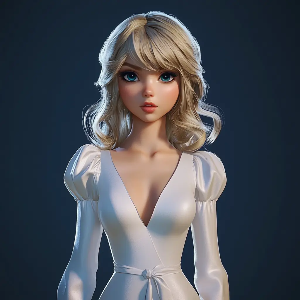 Taylor Swift superstar model cartoon 3D character cute animation