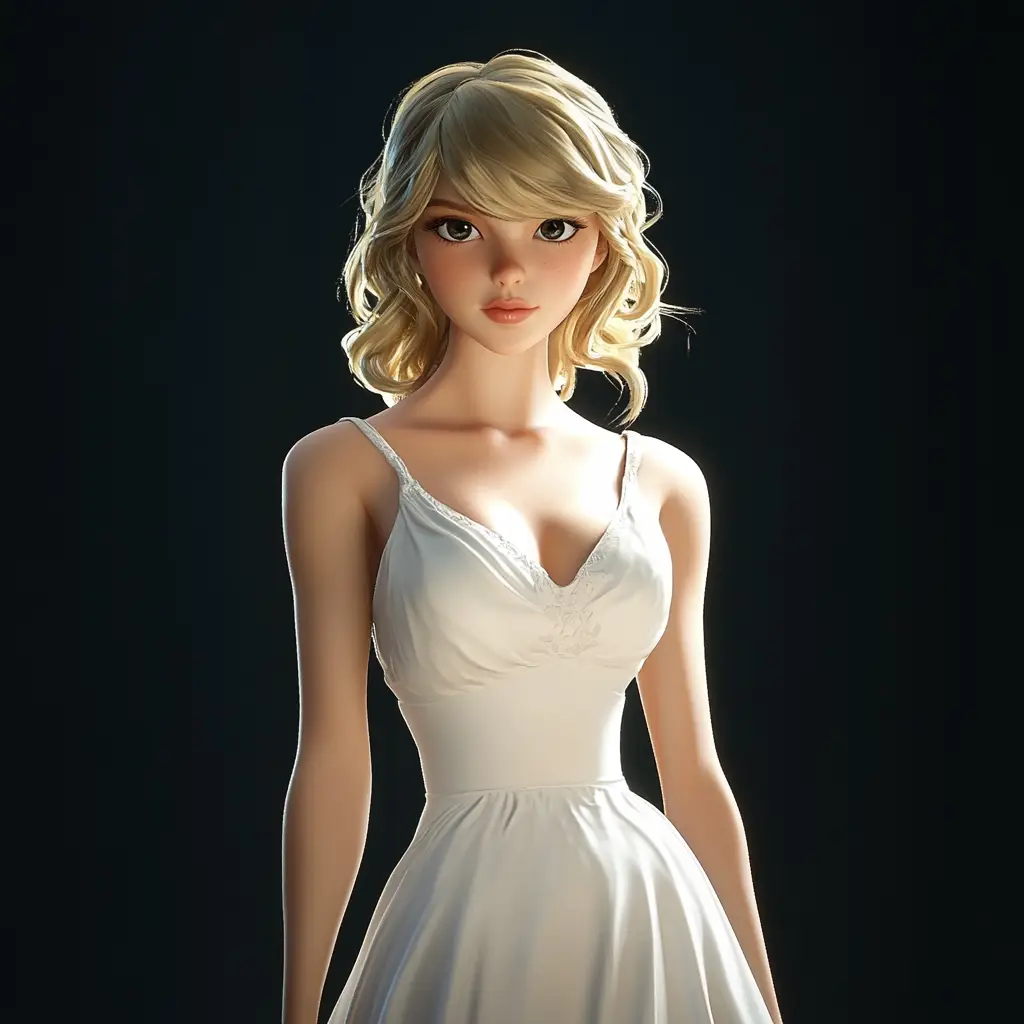 Taylor Swift superstar model cartoon character 3D cute animation
