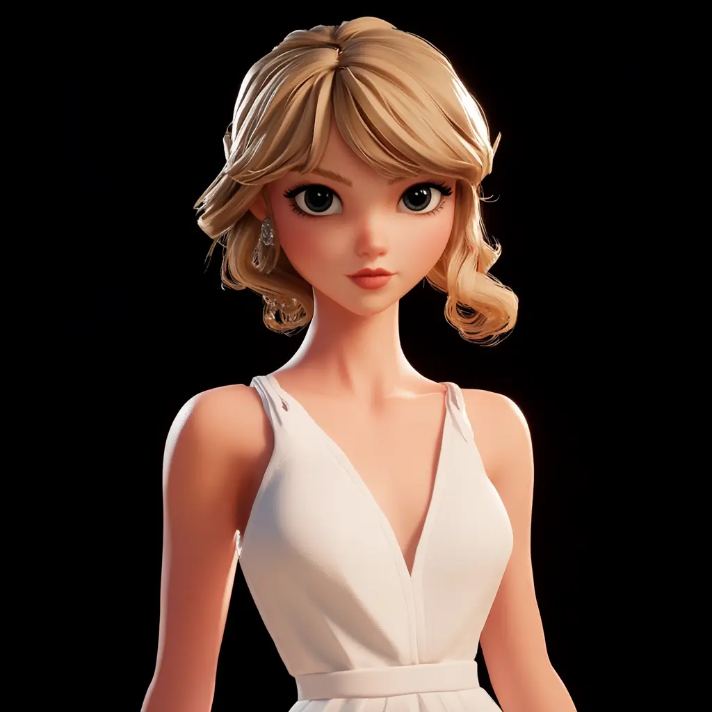 Taylor Swift superstar model cartoon character cute 3D animation