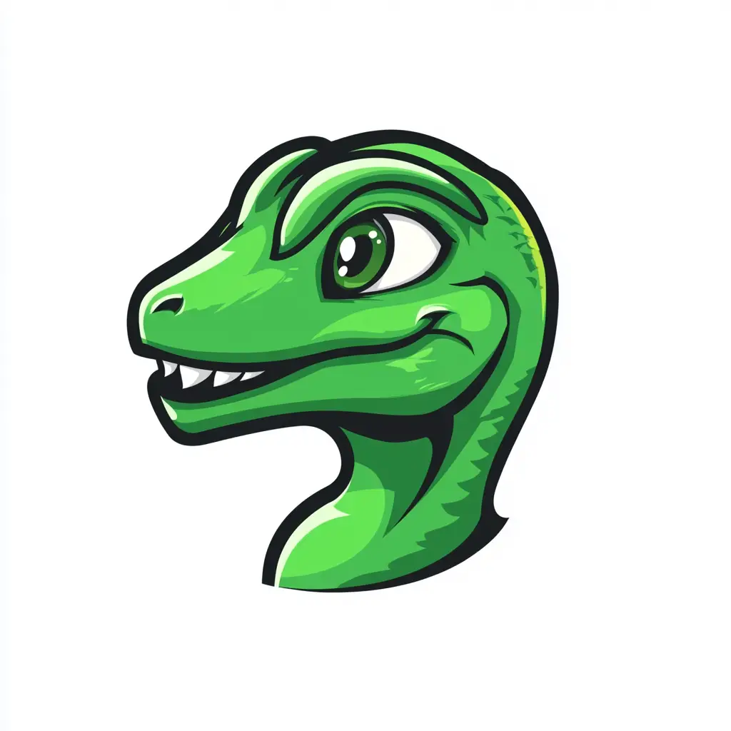 dinosaur green head face mascot vector logo illustration
