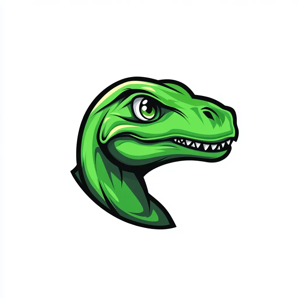 dinosaur head face mascot logo vector green illustration