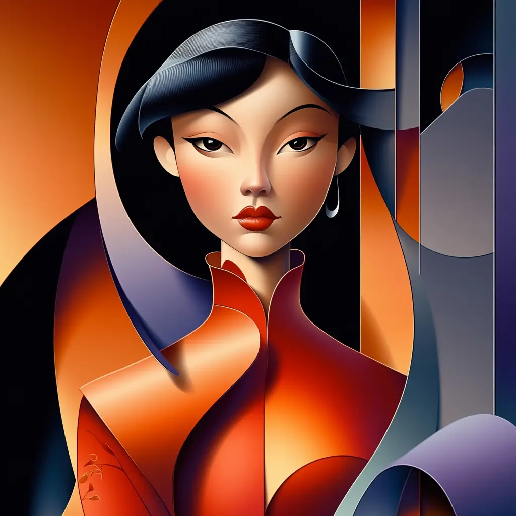 Chinese front lady female woman abstract character design portrait animation cartoon