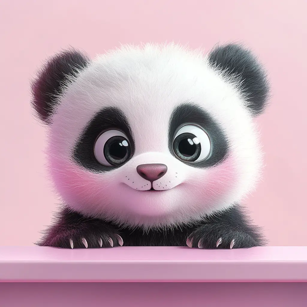 baby panda plush toy head cute lovely 3D front animation