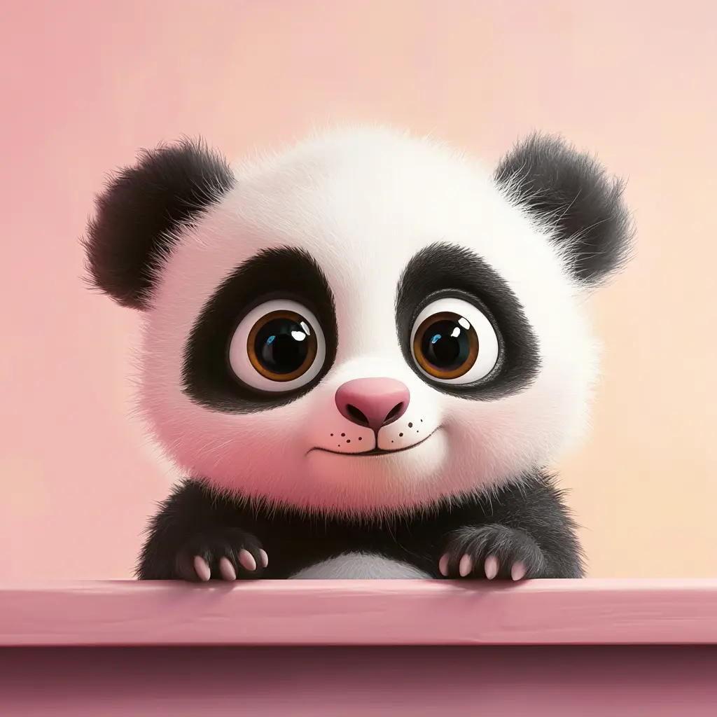 baby panda plush toy head cute lovely front 3D animation