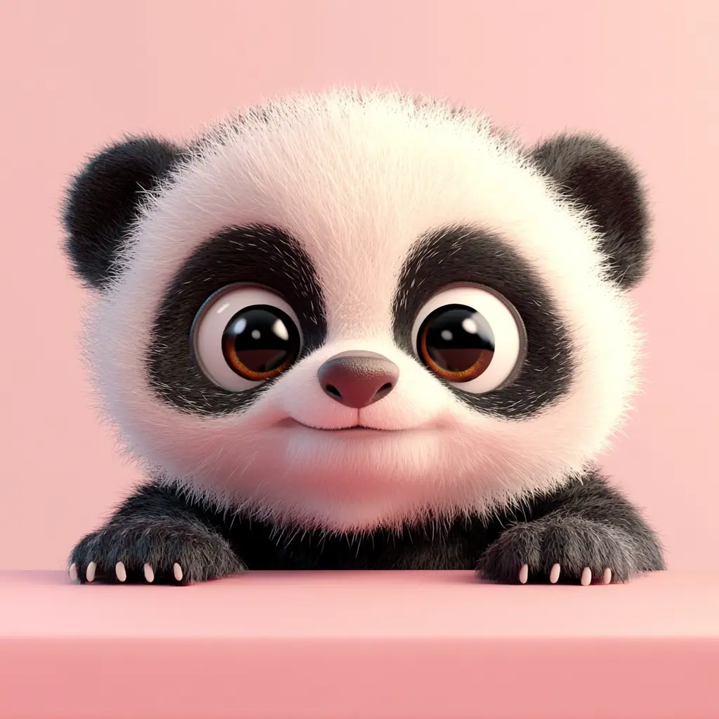 baby panda plush toy head lovely cute 3D front animation
