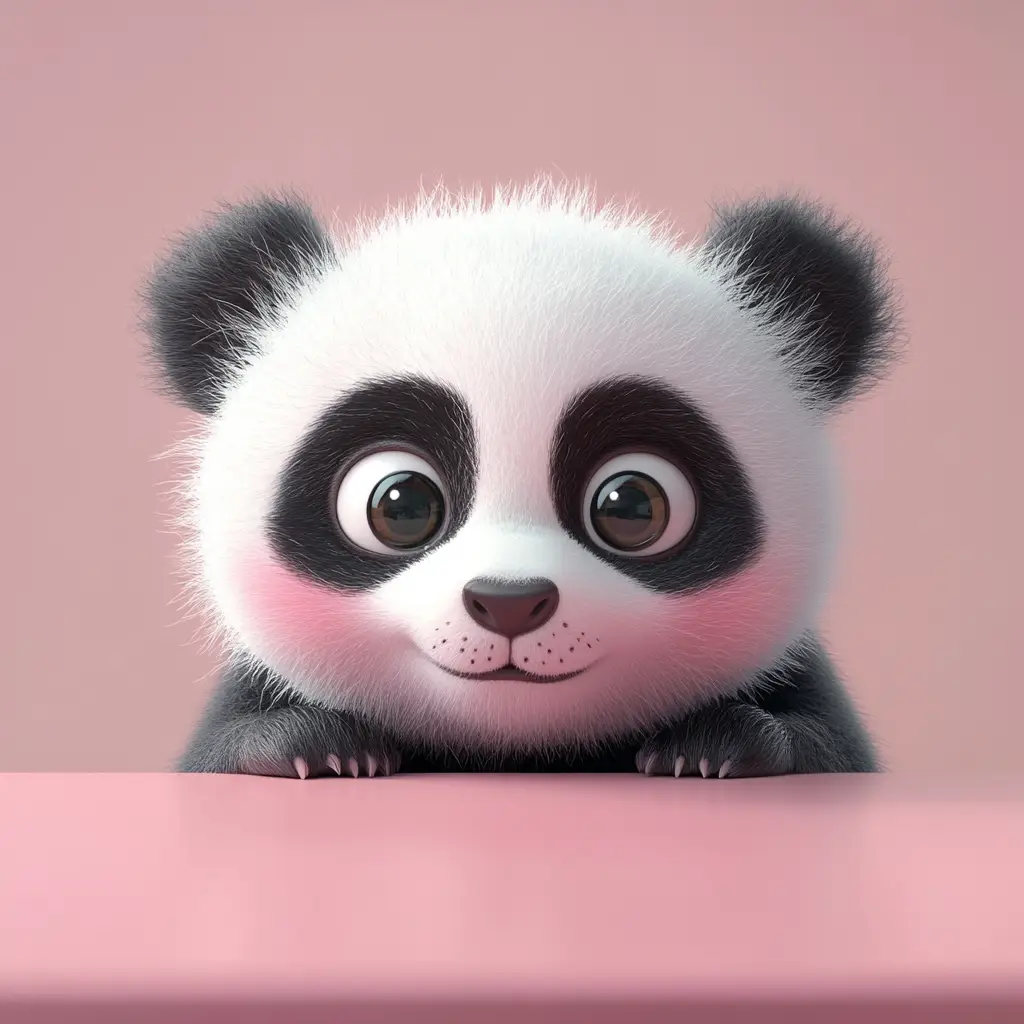 baby panda plush toy head lovely cute front 3D animation
