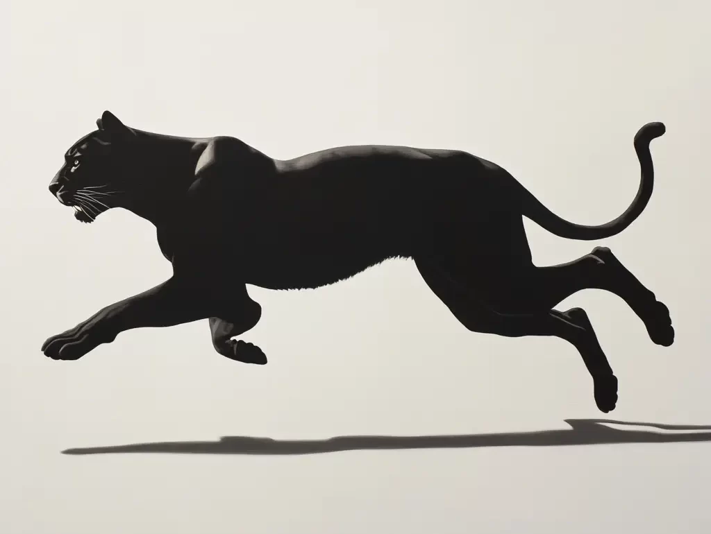 black panther side running sketch detail photography oil painting