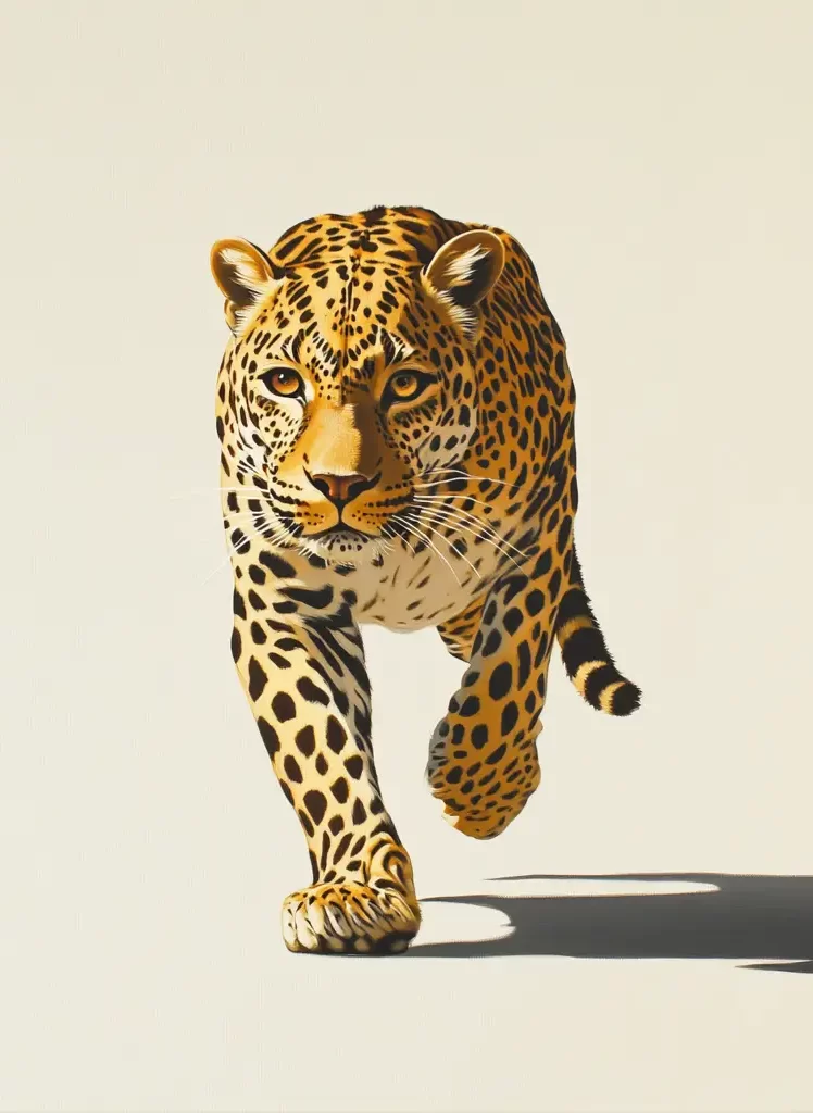 leopard cheetah front running detail sketch photography oil painting