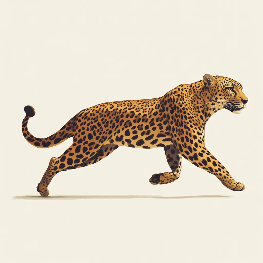 Gropicture Leopard Cheetah Running Detail Sketch Photography Oil Painting