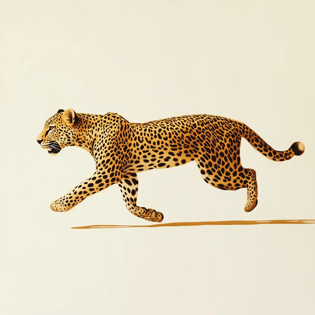 Gropicture Leopard Cheetah Running Sketch Detail Oil Painting Photography