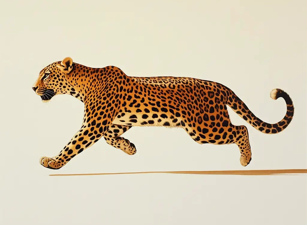 leopard cheetah running sketch detail photography oil painting