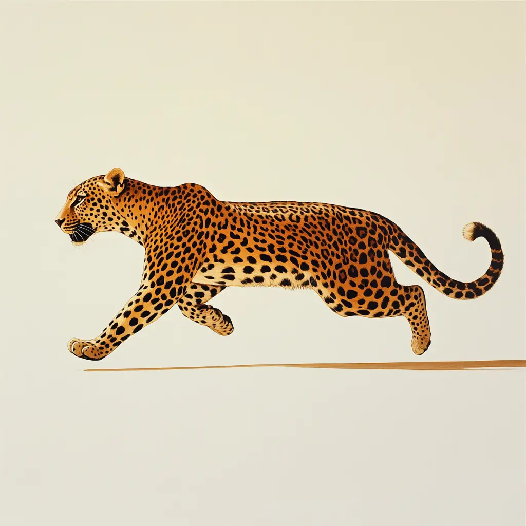 Gropicture Leopard Cheetah Running Sketch Detail Photography Oil Painting