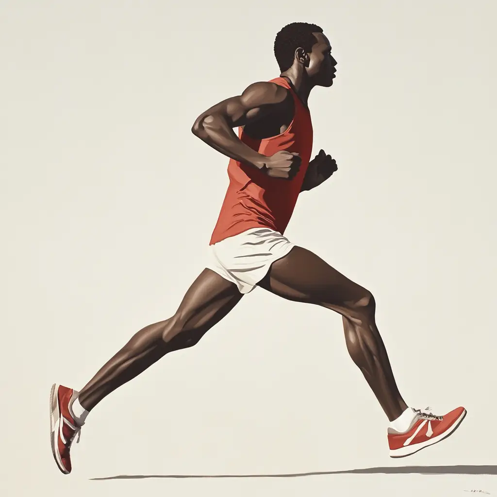 man human African running detail sketch photography oil painting