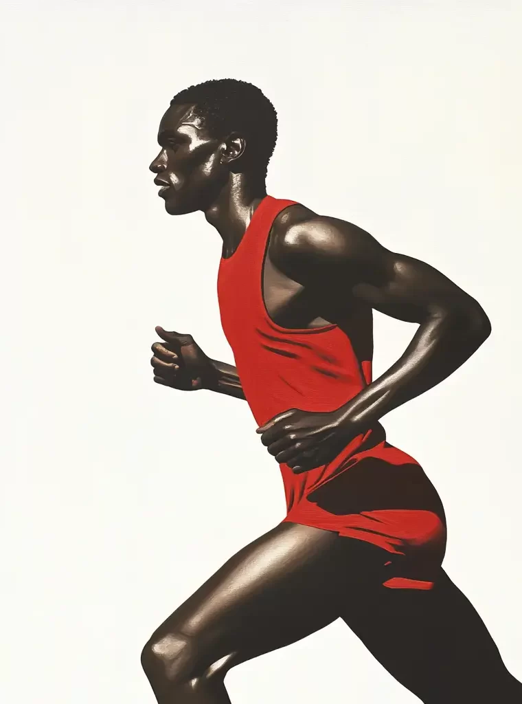 man human African running sketch detail oil painting photography