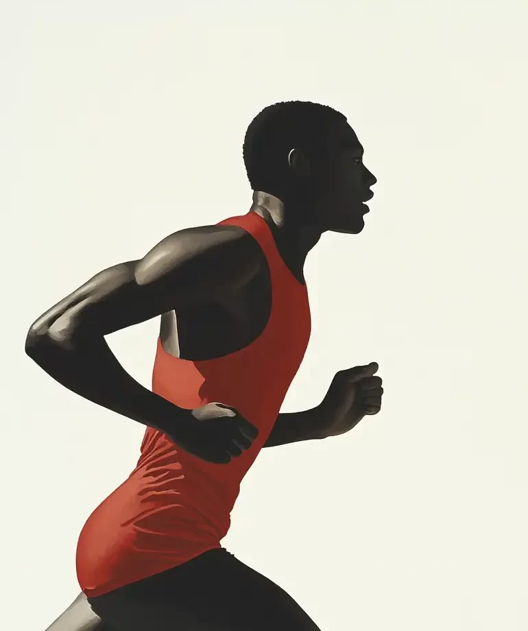 man human African running sketch detail photography oil painting