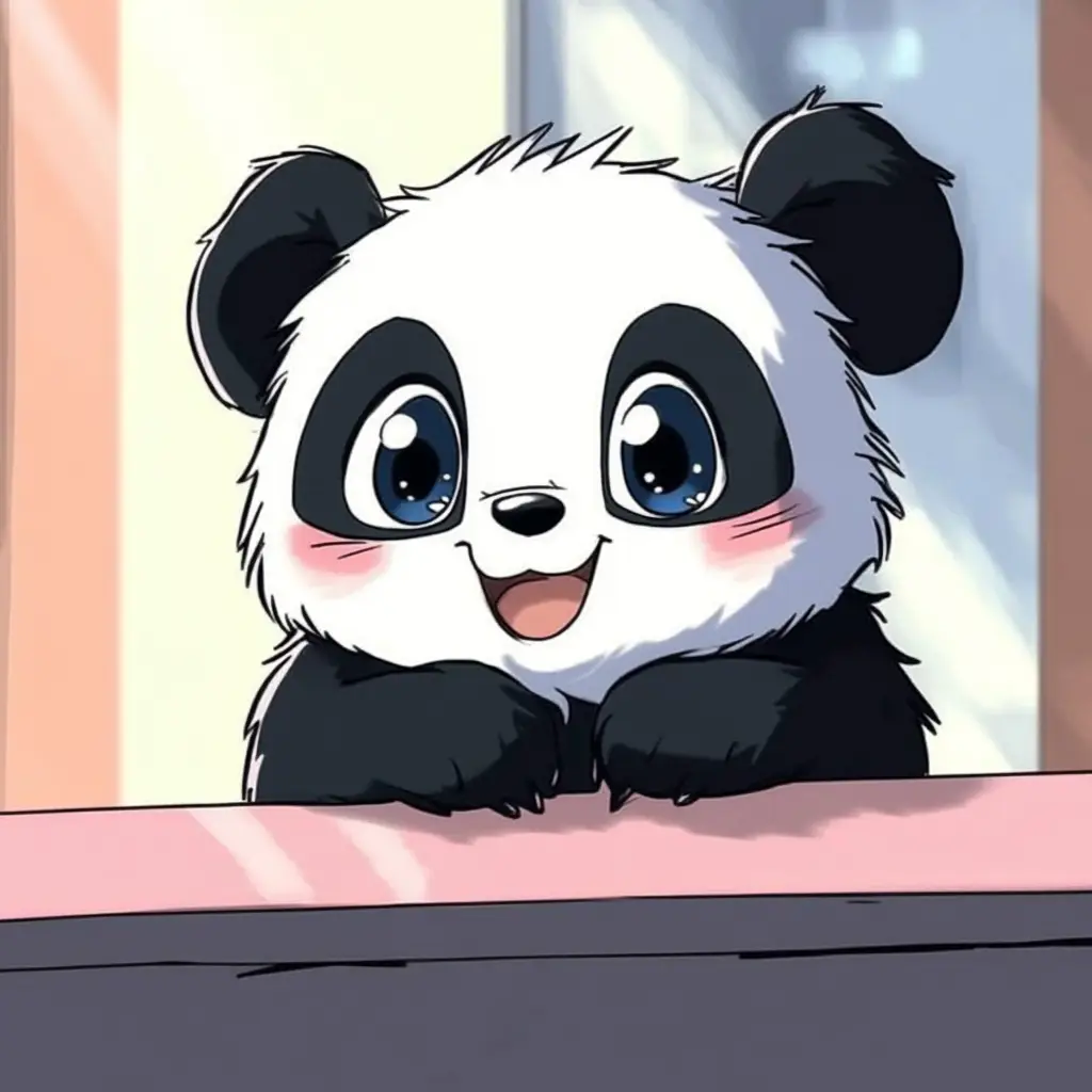 panda animation cute head cartoon comics