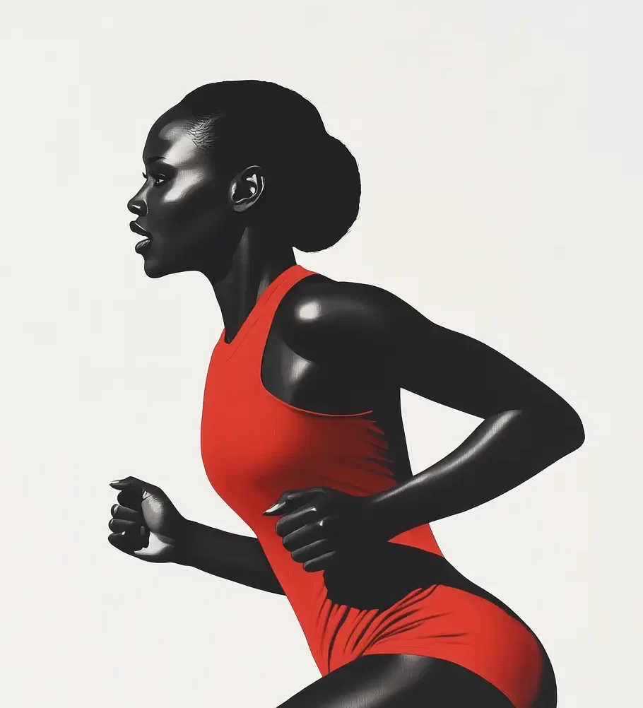 woman human African running sketch detail photography oil painting