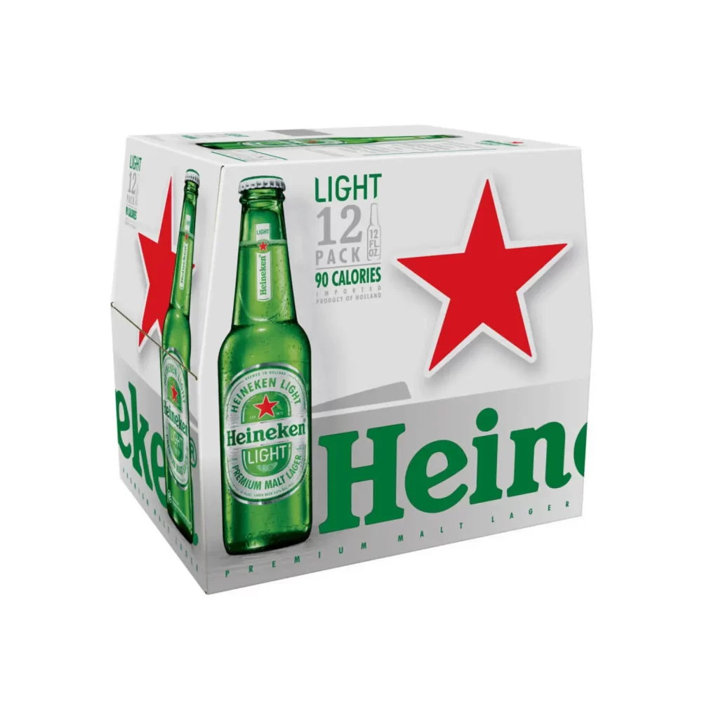 HEINEKEN BEER white bottle box package